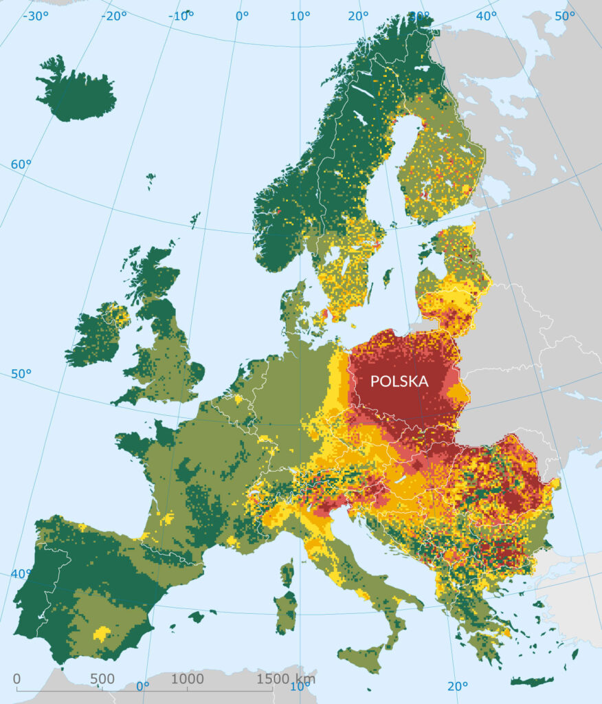 Stężenia rakotwórczego i mutagennego benzoapirenu w Europie
